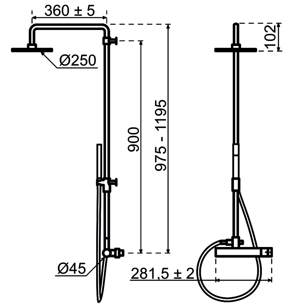 Qisani Flow thermostatisch douchesysteem