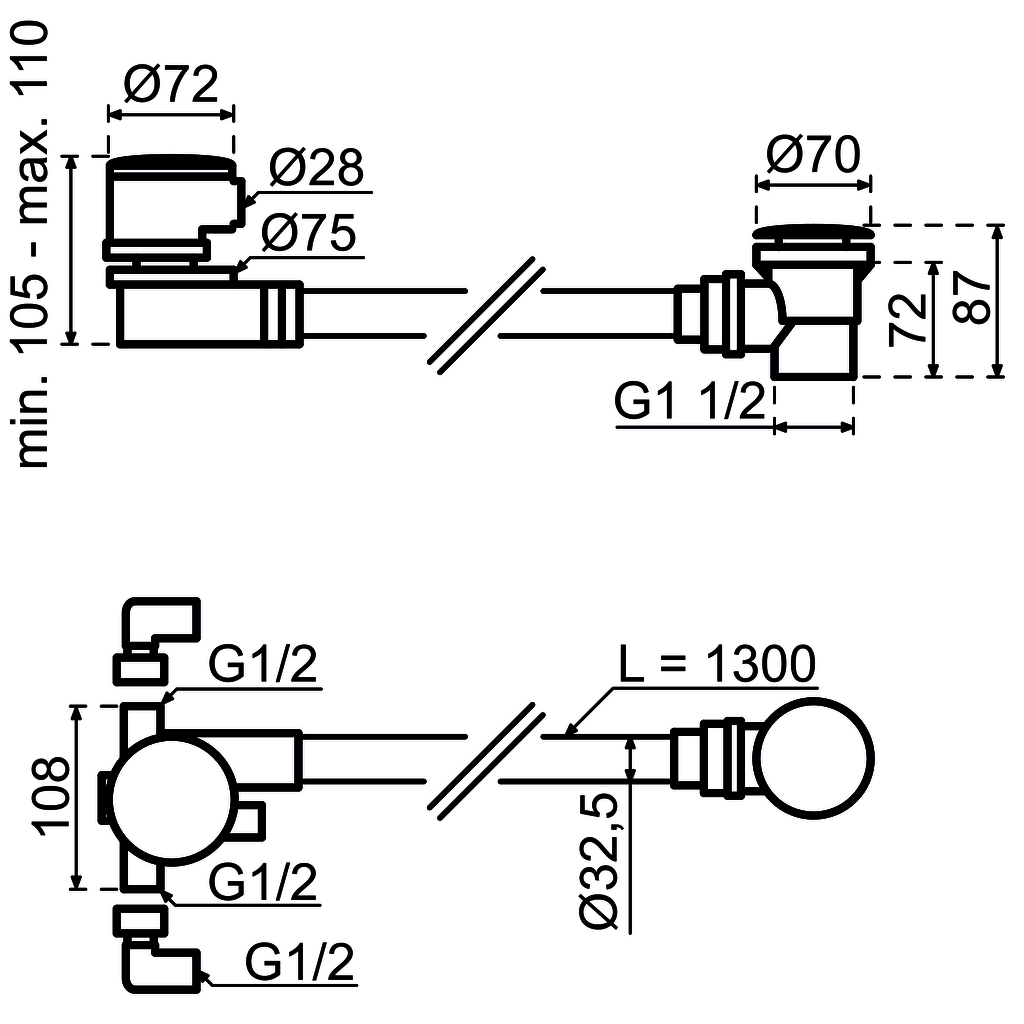 Flow badplug en vulcombinatie