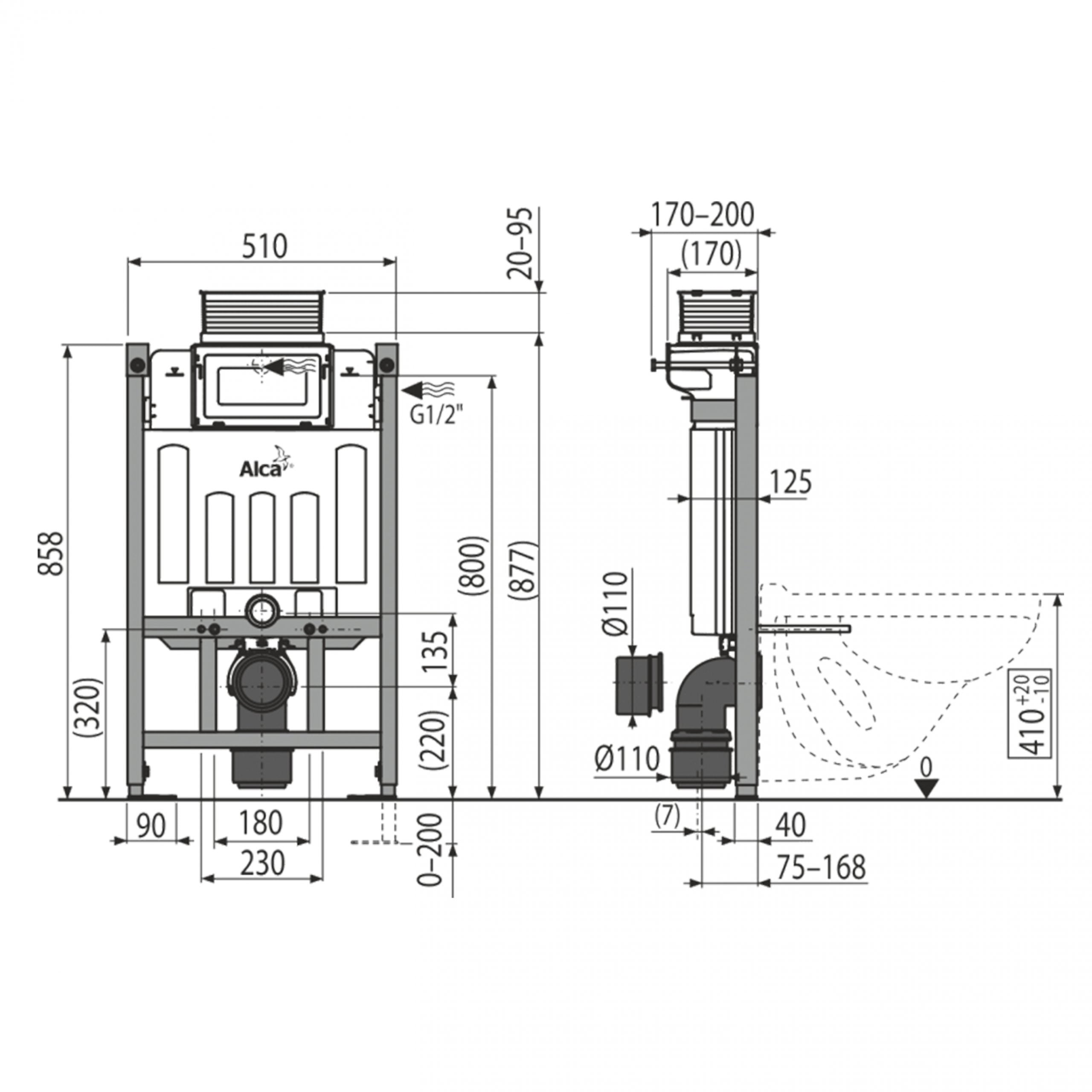 Inbouwreservoir Alca voor wand wc