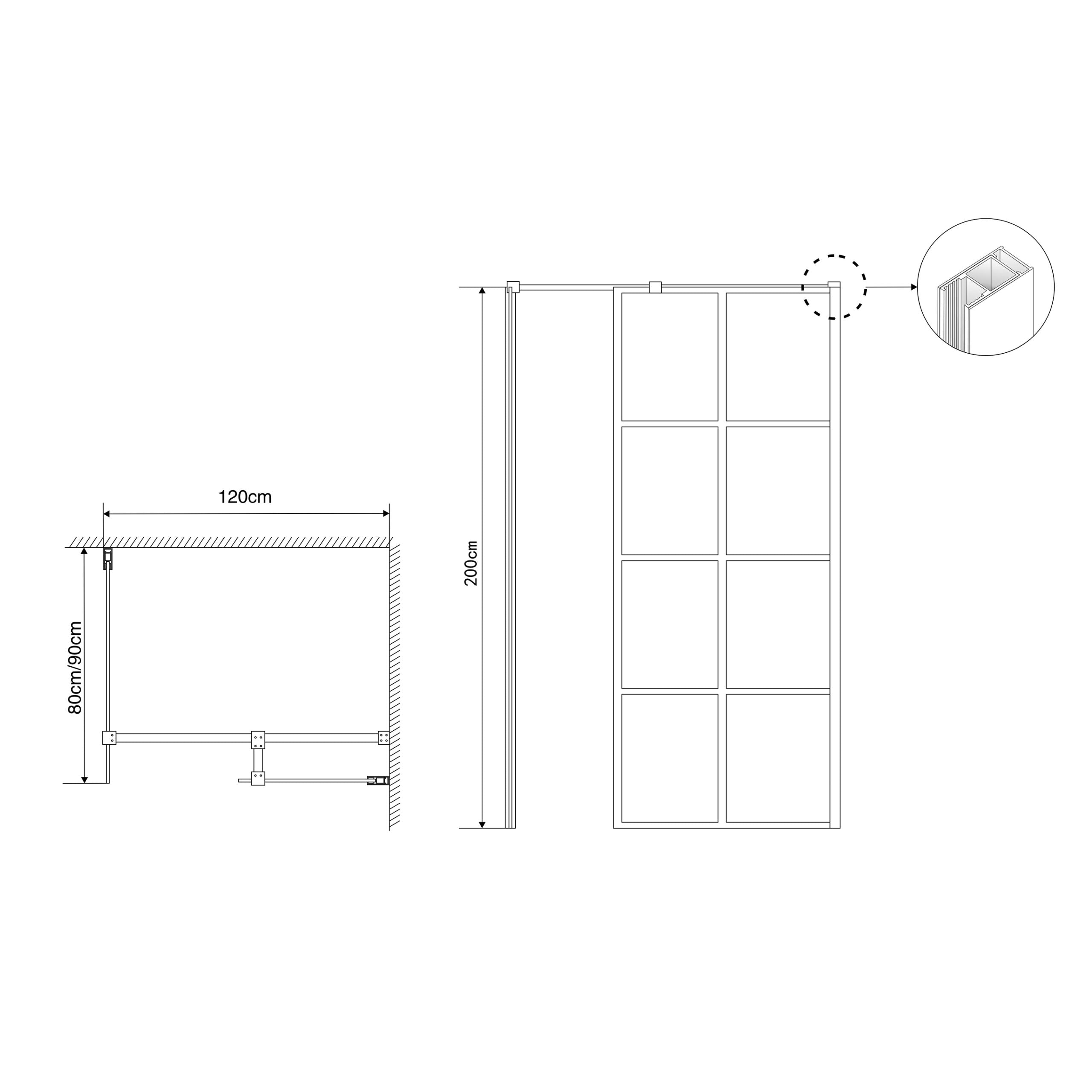 Inloopdouche dubbele wand Merano zwart