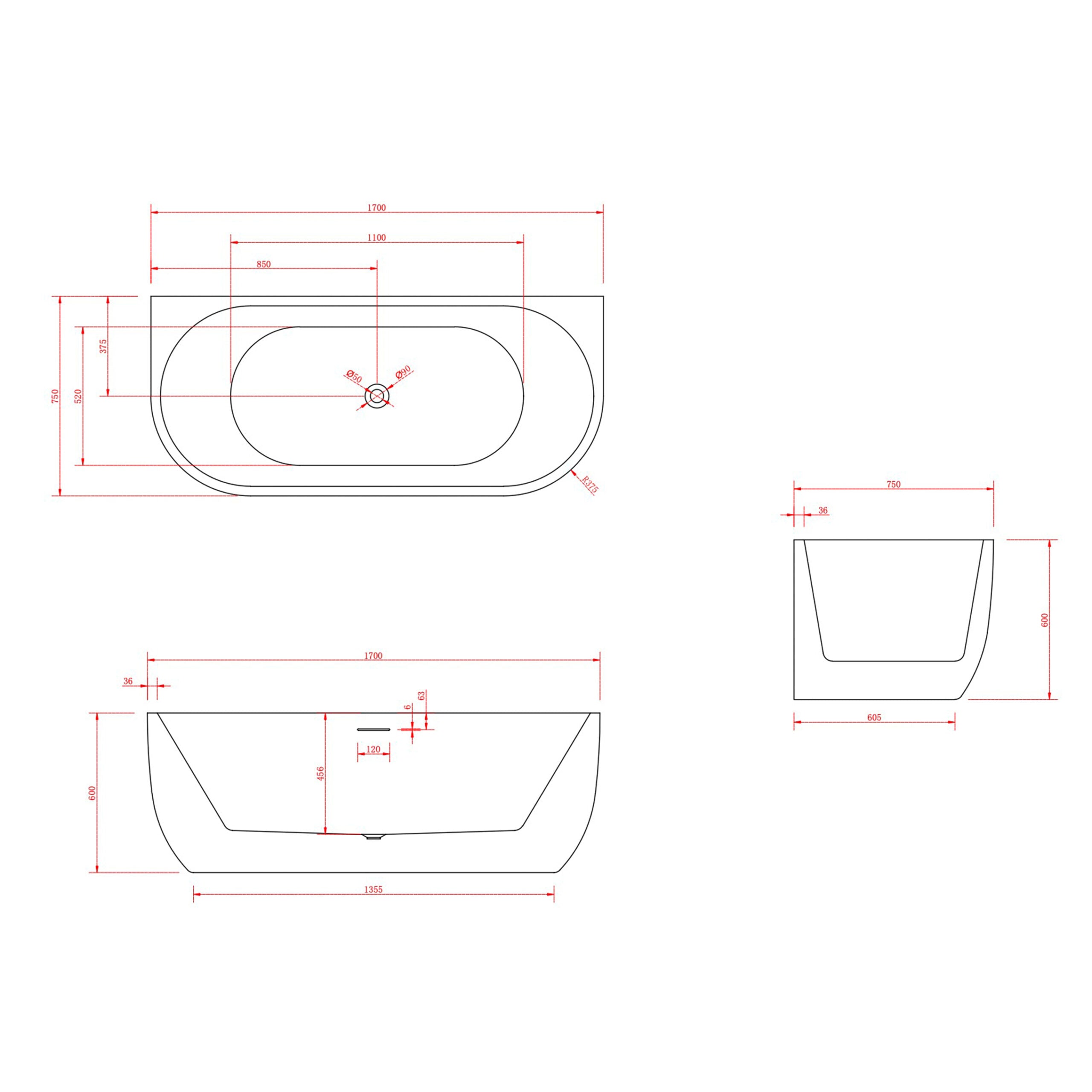 Half vrijstaand bad Gallarate wit