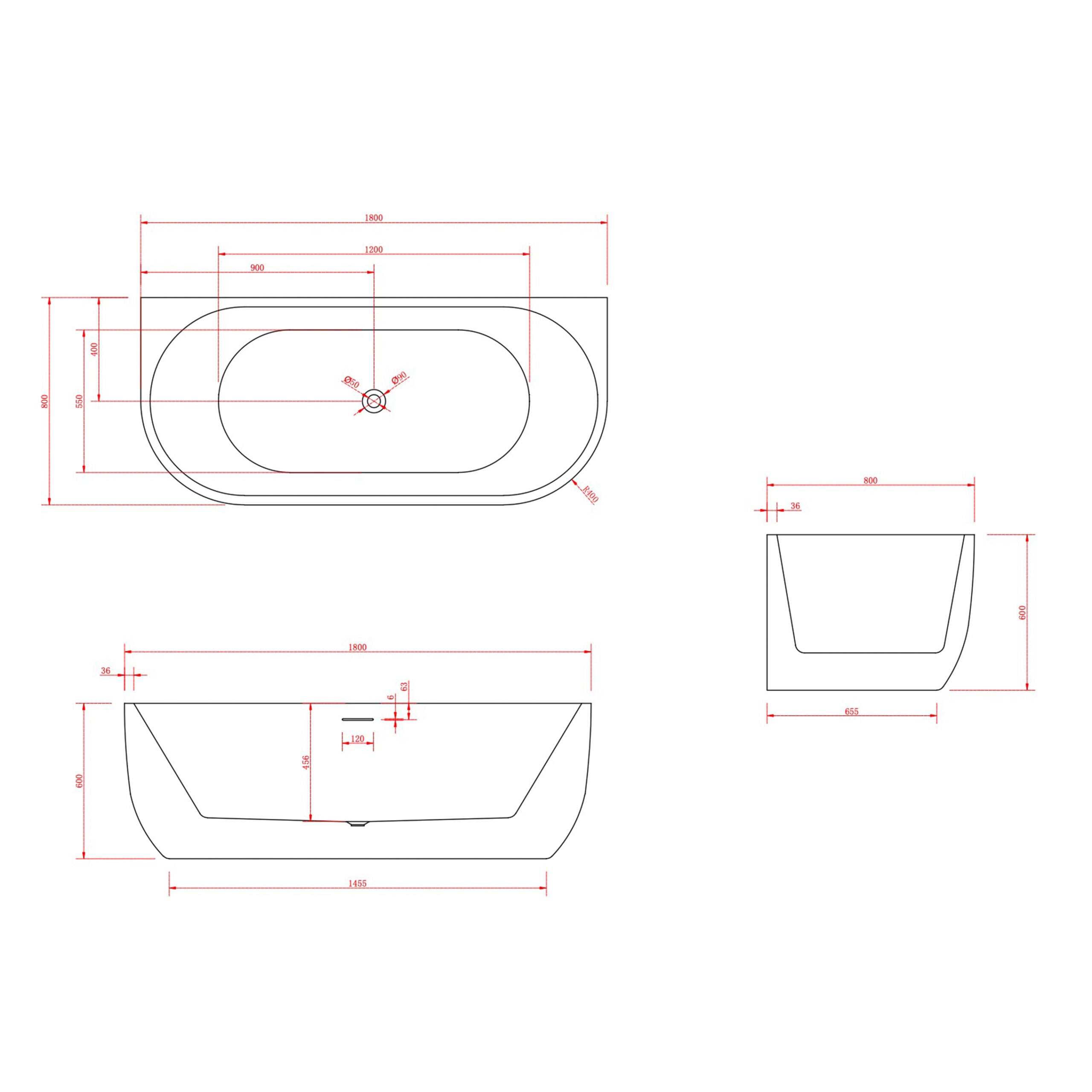 Half vrijstaand bad Gallarate wit
