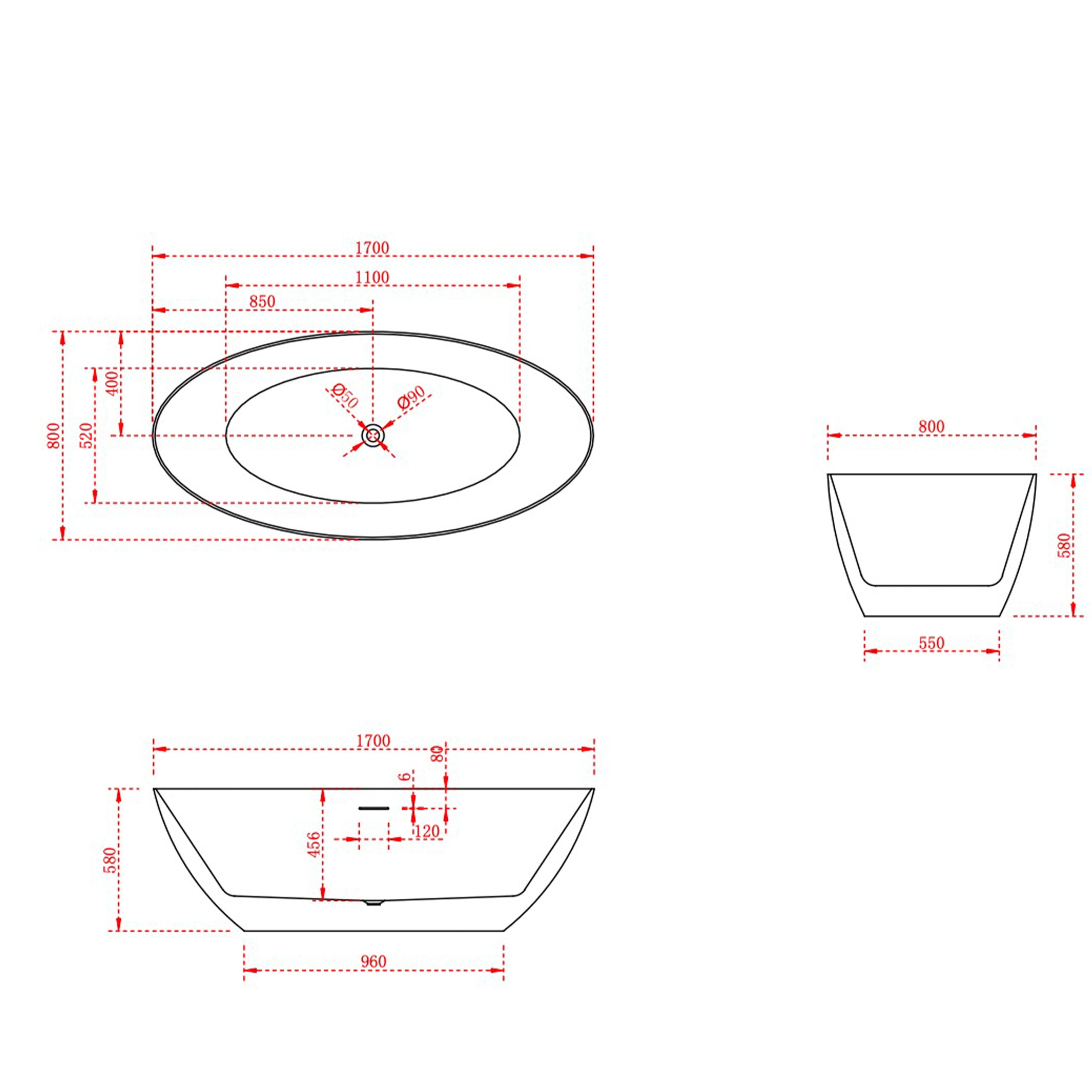 Vrijstaand bad Mantova mat wit