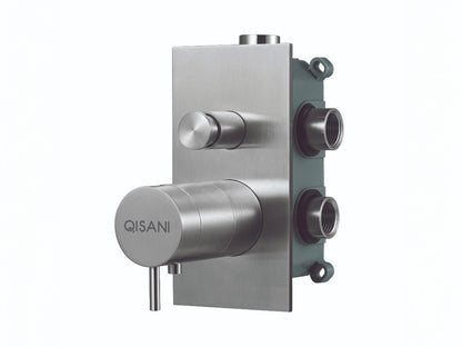 Qisani Flow thermostatische inbouwkraan 2-weg vierkant afbouwdeel