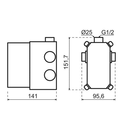 Qisani Flow inbouwbox universeel thermostatische inbouwkraan 1-weg