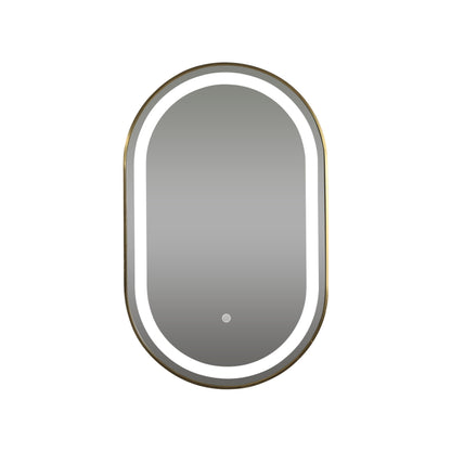 Spiegel met led verlichting en een gouden rand