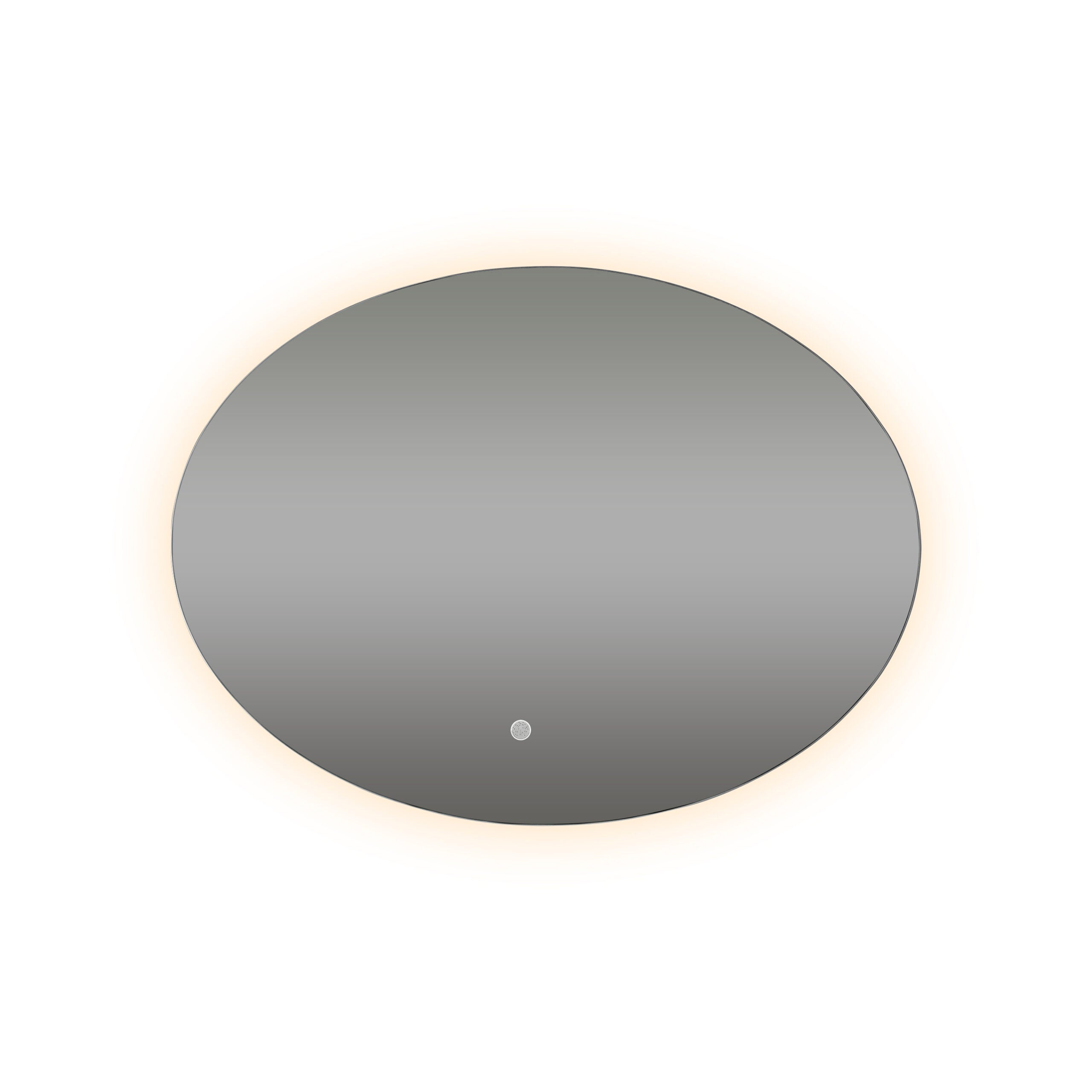 Ovale badkamerspiegel met geïntegreerde ledverlichting en touchbediening aan de onderzijde.