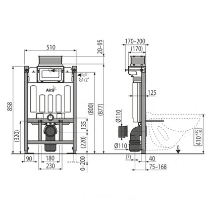 Inbouwreservoir Alca voor wand wc