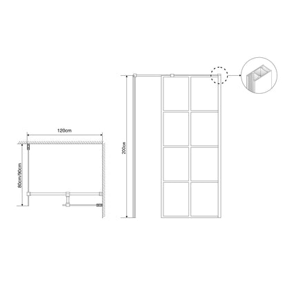 Inloopdouche dubbele wand Merano zwart