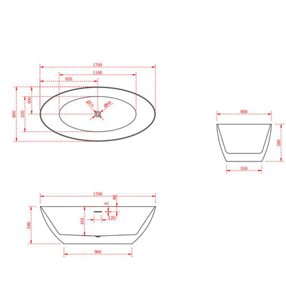 Vrijstaand bad Mantova mat wit