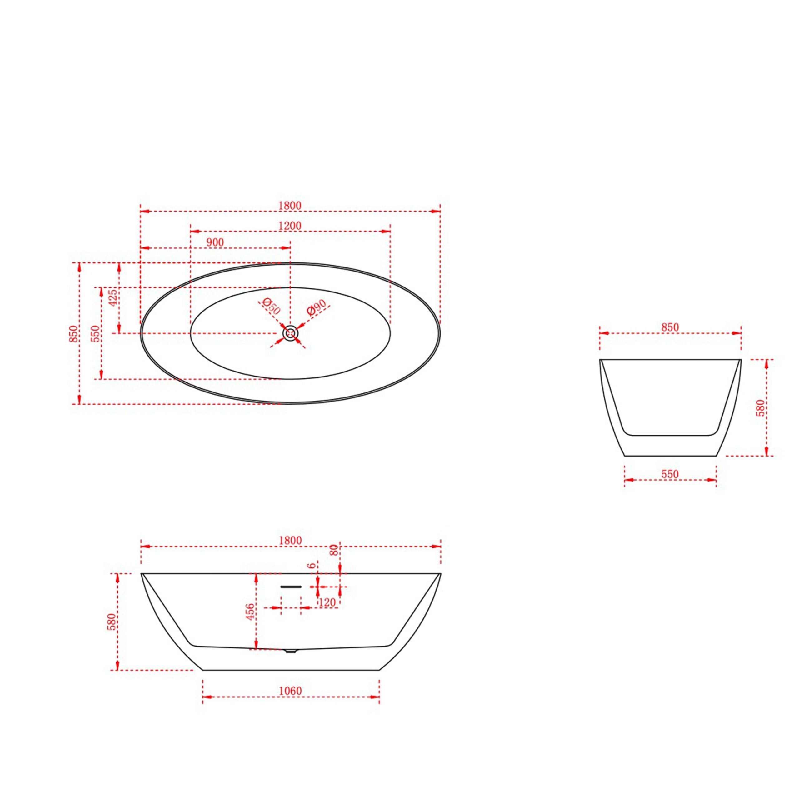 Vrijstaand bad Mantova mat wit