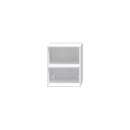 Open vak kast met twee open planken voor extra opbergruimte in de badkamer.