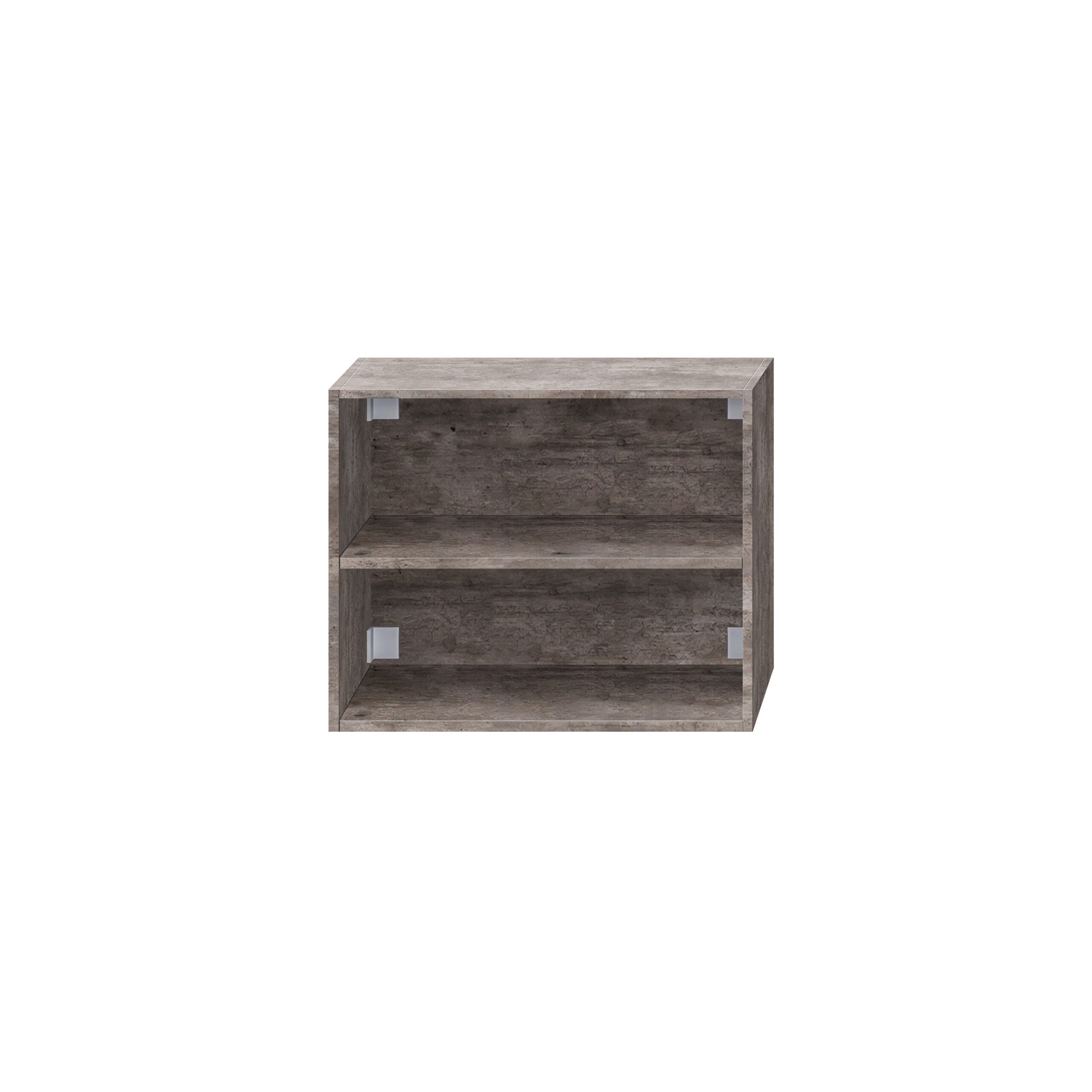 Open vak kast met twee open planken voor extra opbergruimte in de badkamer.