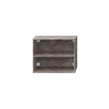 Open vak kast met twee open planken voor extra opbergruimte in de badkamer.