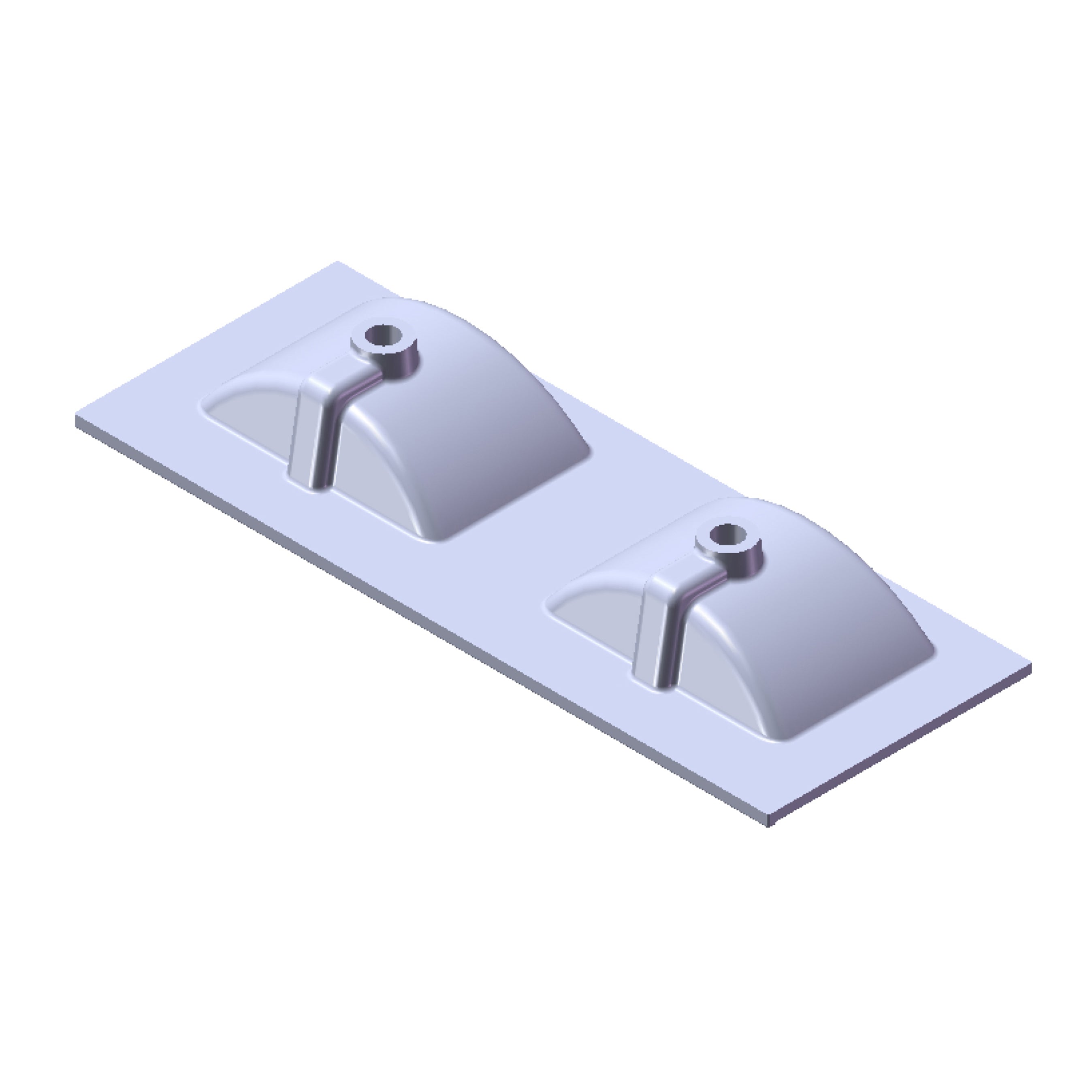 Witte kunststof montagesteun met twee halfronde houders voor bevestiging van bad- of doucheonderdelen.