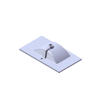 Witte kunststof montagesteun met een halfronde houder voor bevestiging van bad- of doucheonderdelen.